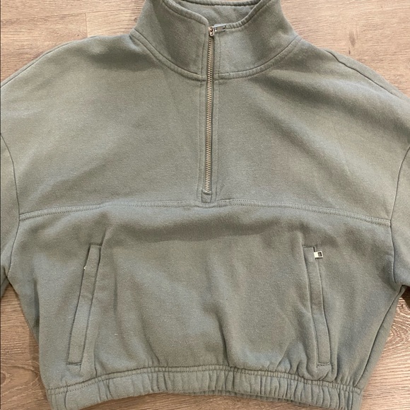 Garage green quarter zip sweater - Picture 3 of 5